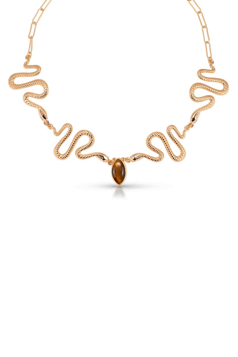 Serpentina Tiger's Eye Snake Choker Necklace, Alternate, color, TIGERS EYE