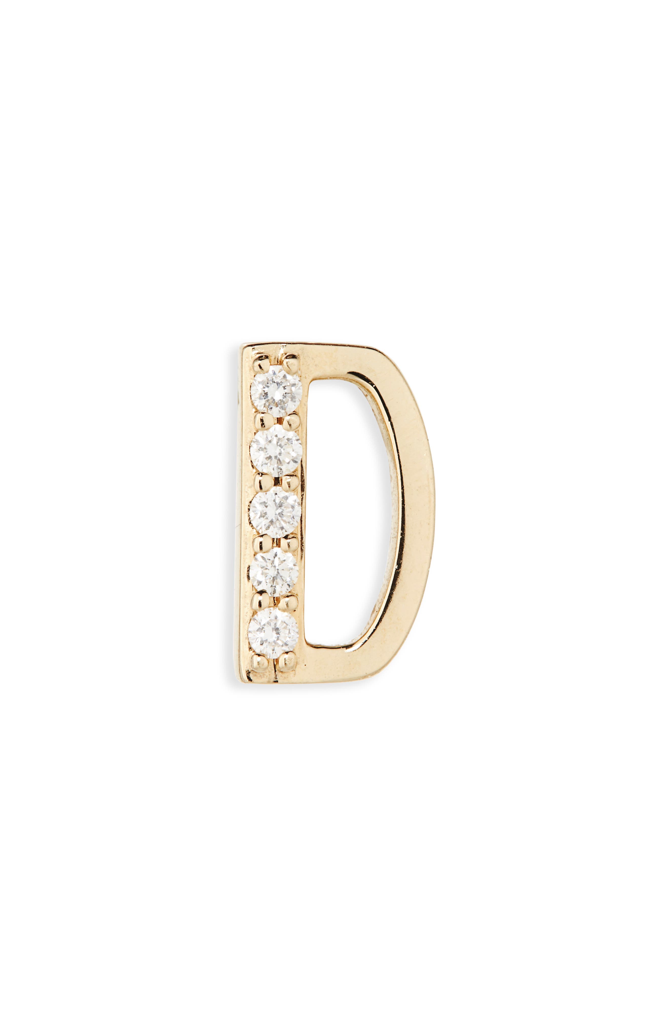 LANA 14K Gold Diamond Initial Single Stud Earring