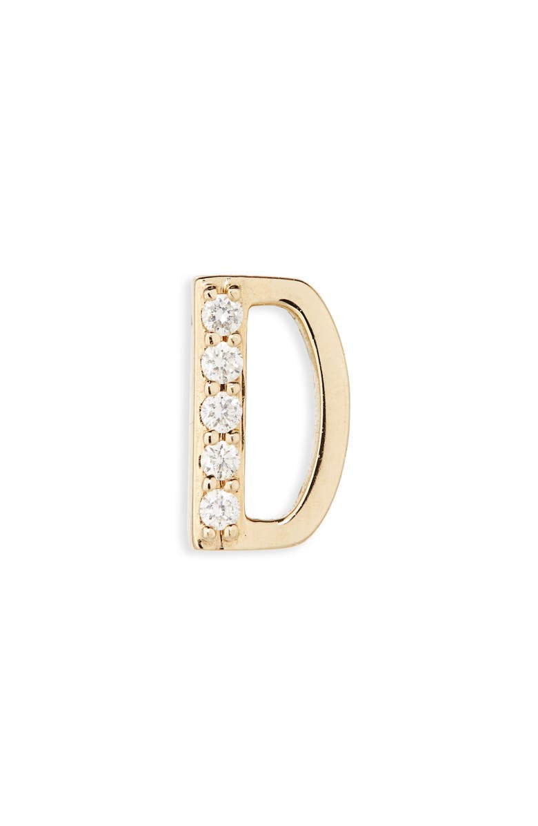 LANA 14K Gold Diamond Initial Single Stud Earring, Main, color, Yellow Gold - D