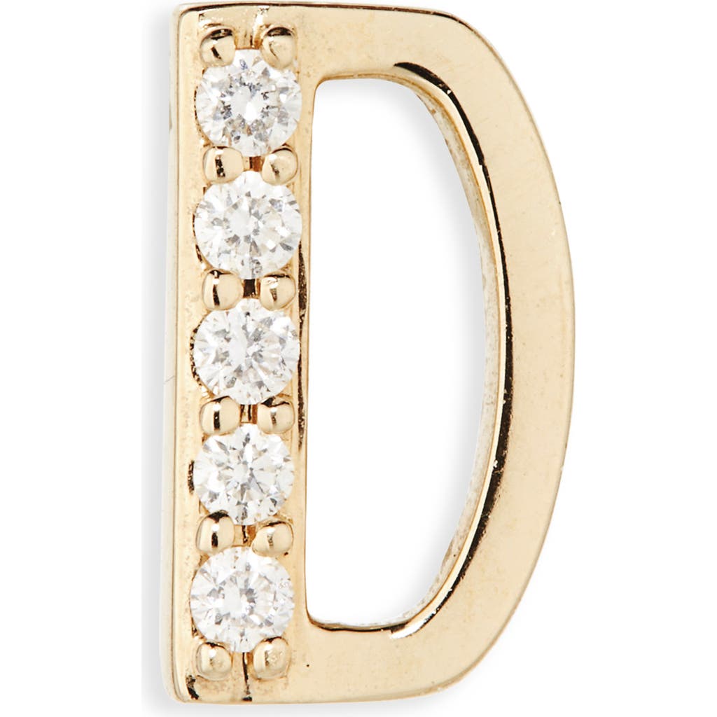 Lana 14k Gold Diamond Initial Single Stud Earring In Brown