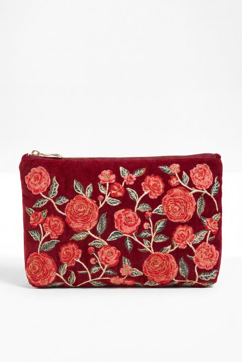 Camellia Romance Velvet Everyday Pouch