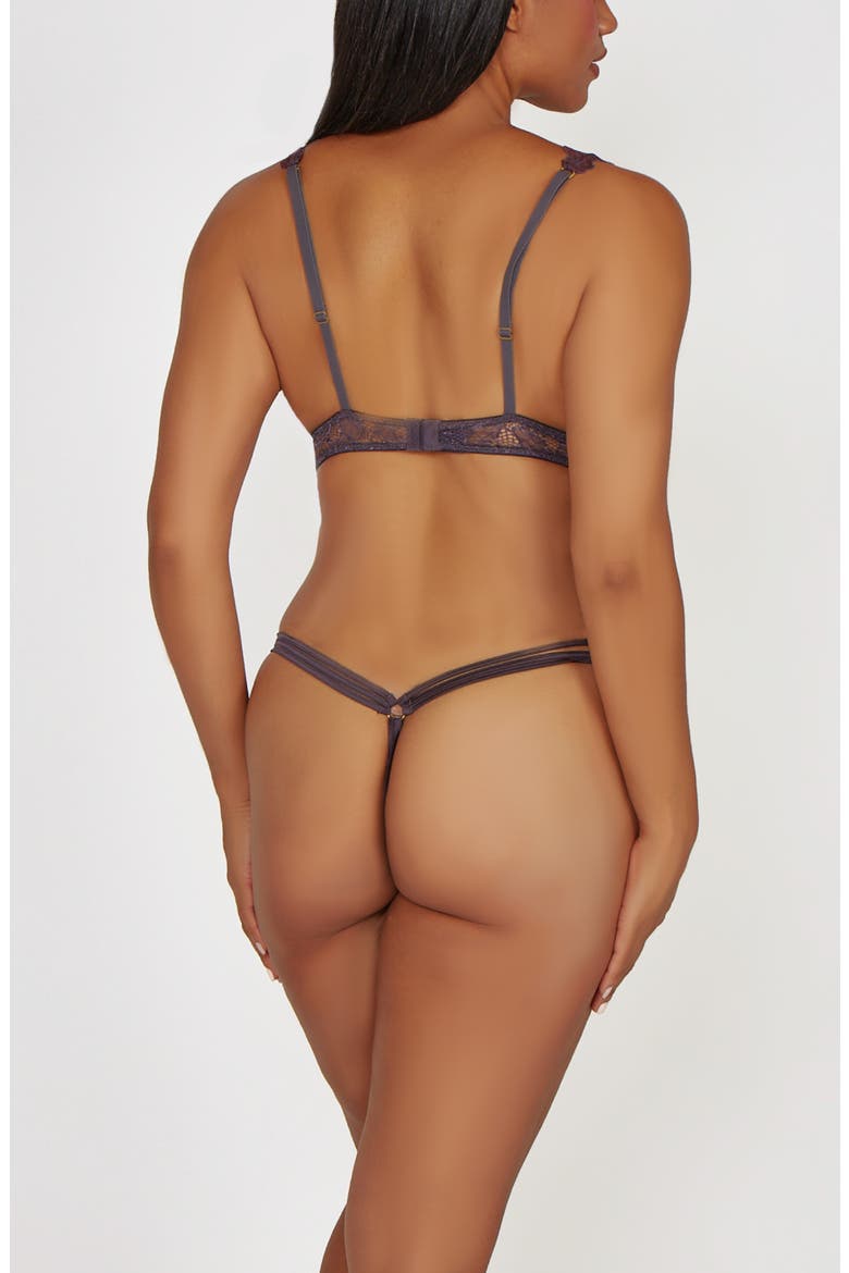 Lace Bodice Cutout Stretch Satin Teddy, Alternate, color, Magnet