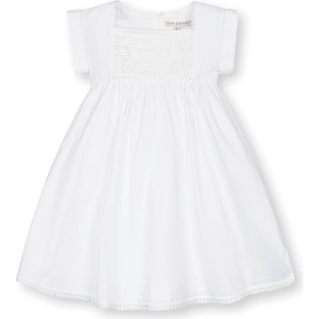 Hope & Henry Girls' Organic Seersucker Empire Waist Dress, Kids In White Seersucker