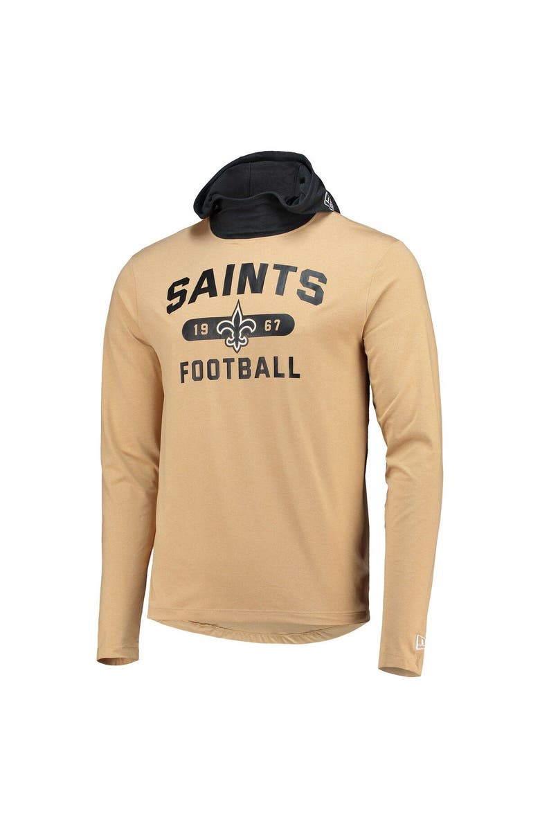 New Era Men's New Era Gold/Black New Orleans Saints Active Block Hoodie Long Sleeve T-Shirt, Alternate, color, Gold