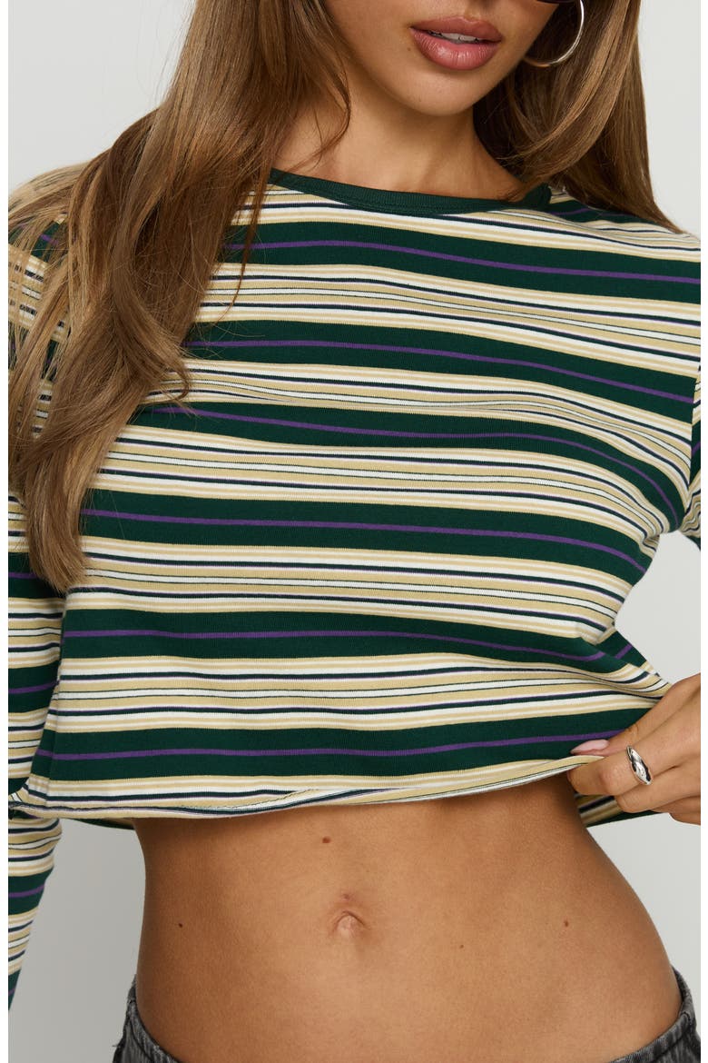 Bentlea Striped Long Sleeve Crop Tee, Alternate, color, MULTI