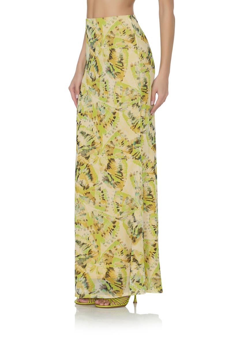 Tegan Print Mesh Maxi Skirt, Alternate, color, LIME WING