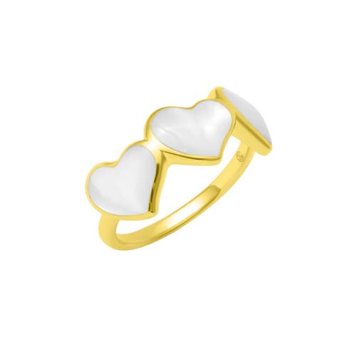 Triple Heart Gemstone Gold Vermeil Ring