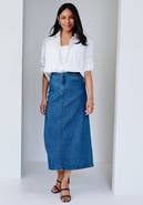 Jessica London True Fit Stretch Denim Midi Skirt