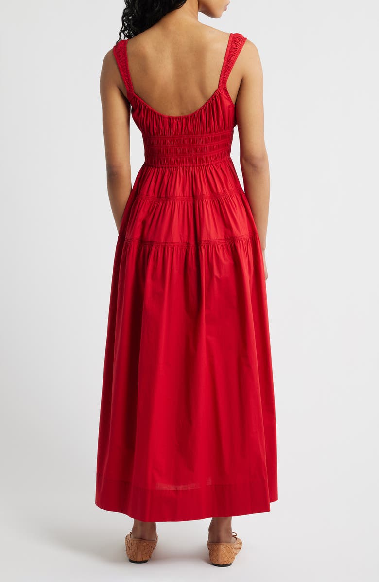 DÔEN Clover Organic Cotton Poplin Tiered Sundress, Alternate, color, Deep Tomato