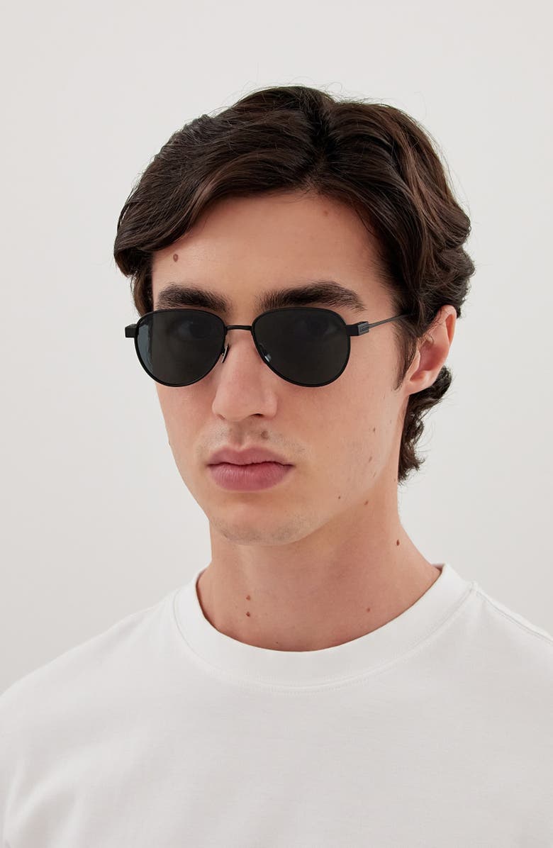 Saint Laurent 53mm Panthos Sunglasses, Alternate, color, Black