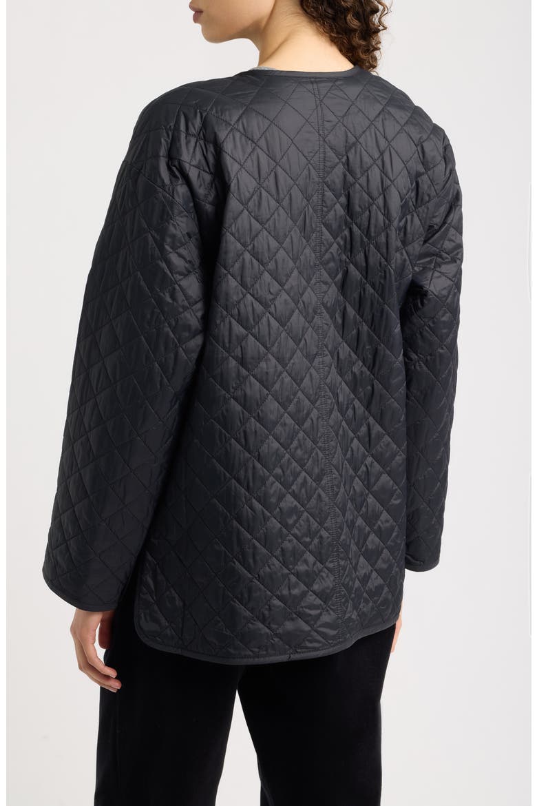 Round Neck Quilted Short Coat, Alternate, color, BLACK