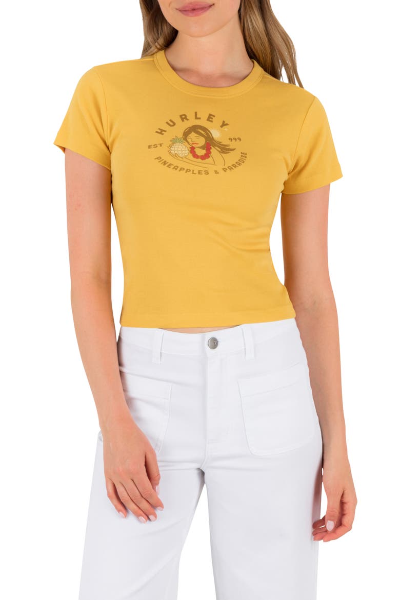 Pineapples and Paradise Baby Tee, Main, color, SAFFRON