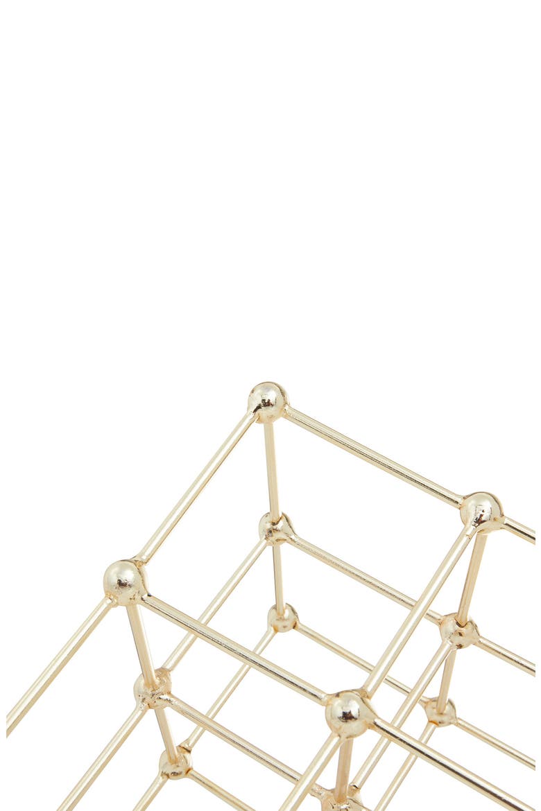 Goldtone Geometric Sculpture with Black Marble Base, Alternate, color, GOLD