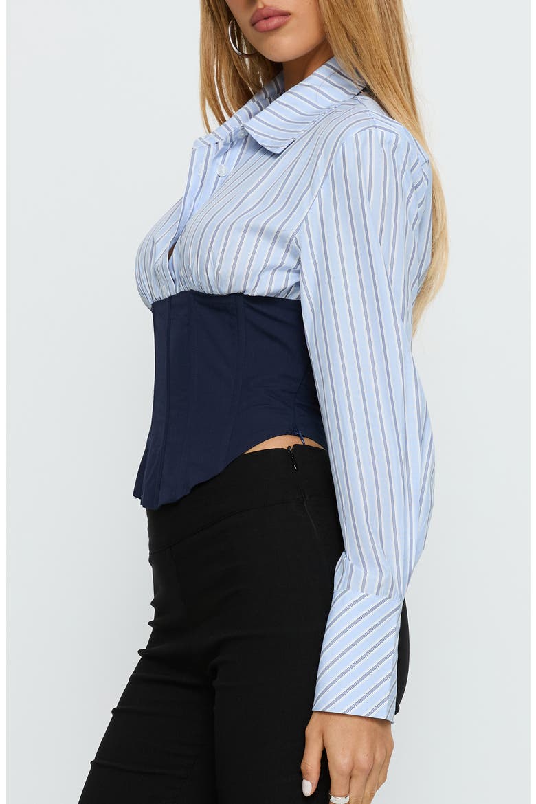 Darvell Corset Woven Shirt, Alternate, color, BLUE