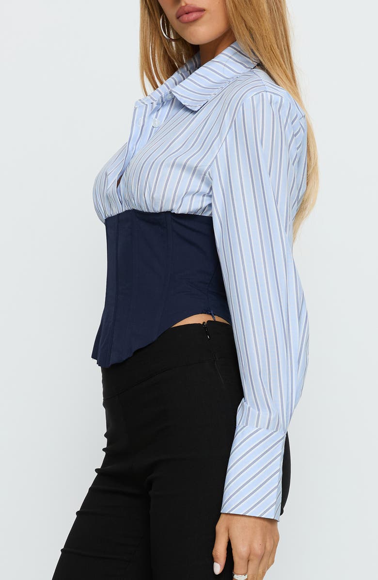Princess Polly Darvell Corset Woven Shirt, Alternate, color, Blue