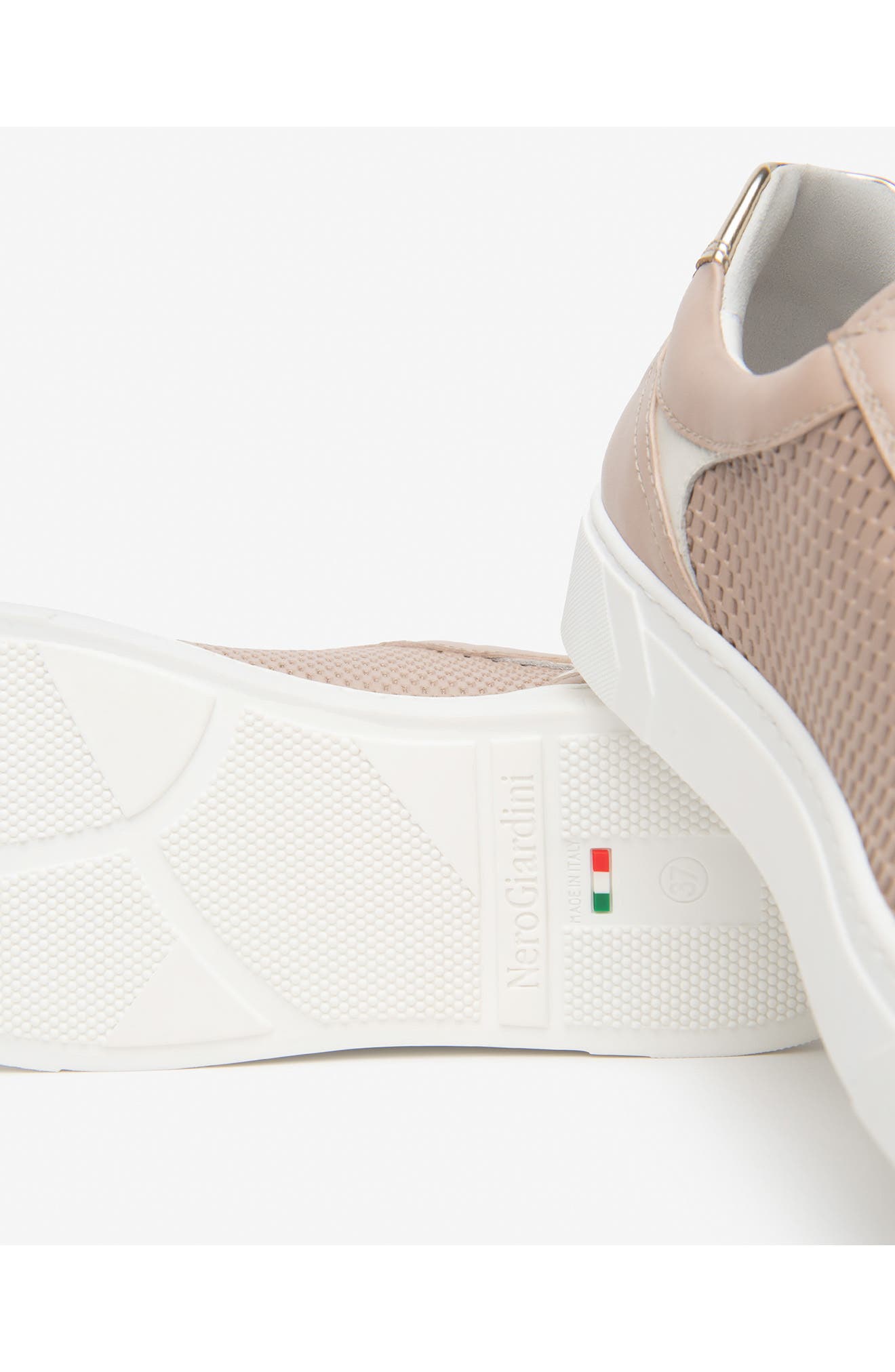 NeroGiardini Side Zip Perforated Leather Sneaker, Alternate, color, Rose