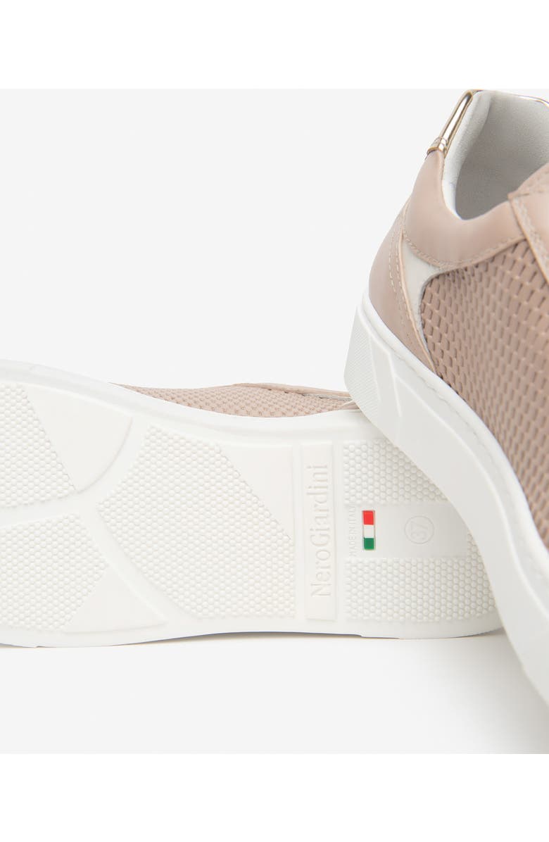 NeroGiardini Side Zip Perforated Leather Sneaker, Alternate, color, Rose