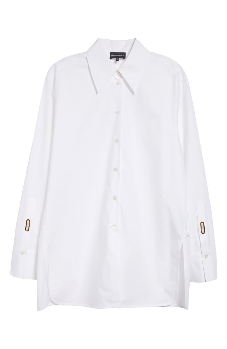 Emporio Armani Poplin Button-Up Shirt, Alternate, color, Optical White