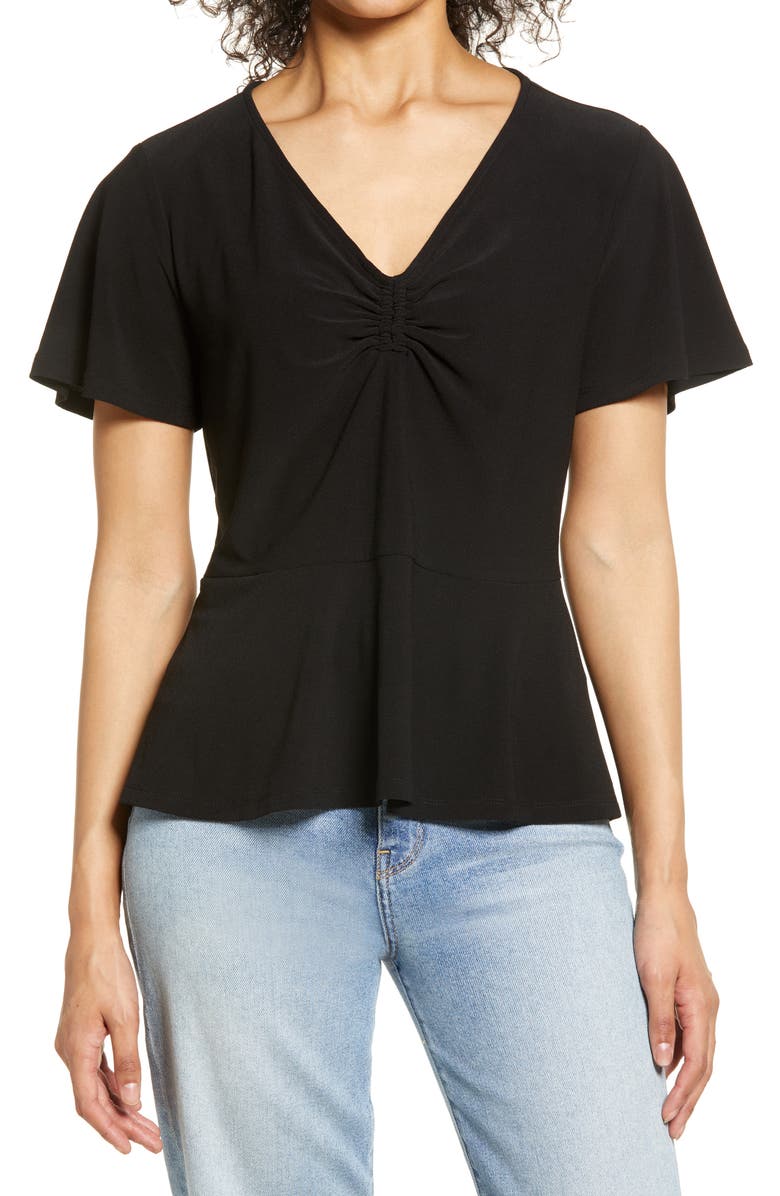 Halogen<sup>®</sup> Cinch Front Peplum Top, Main, color, 