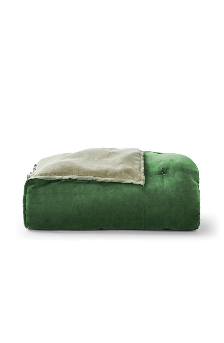 CHRISTY Harewood Luxury Double Sided Velvet Bedspread, Main, color, Sage