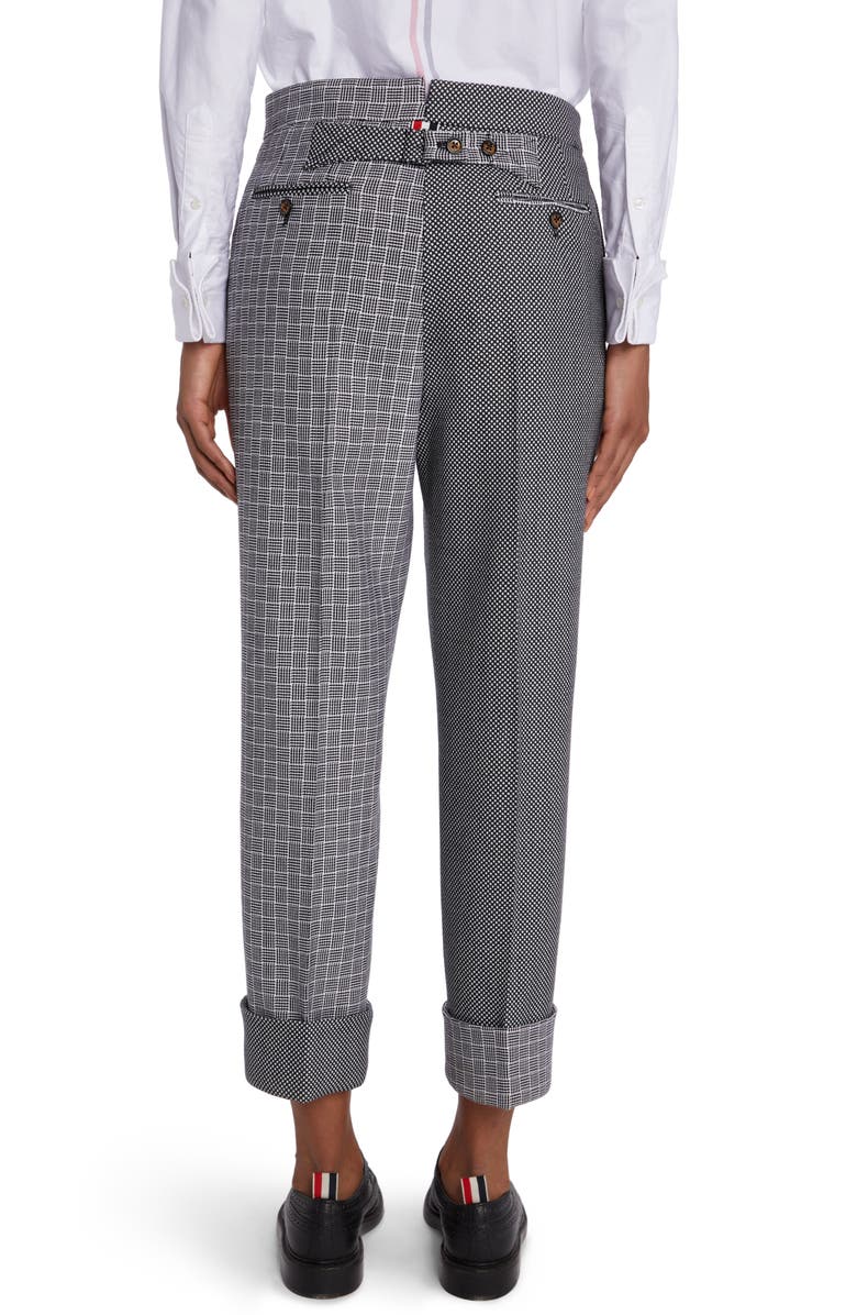 Thom Browne Fun-Mix Contrast Panel Cuff Hem Wool Trousers, Alternate, color, 