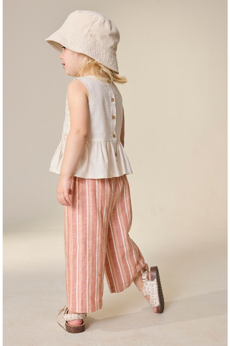 Kids' Peplum Top & Ditsy Stripe Pants Set, Alternate, color, NEUTRAL