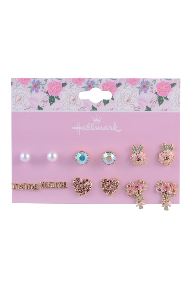 6 Pair Stud Earring Set, Alternate, color, Pink