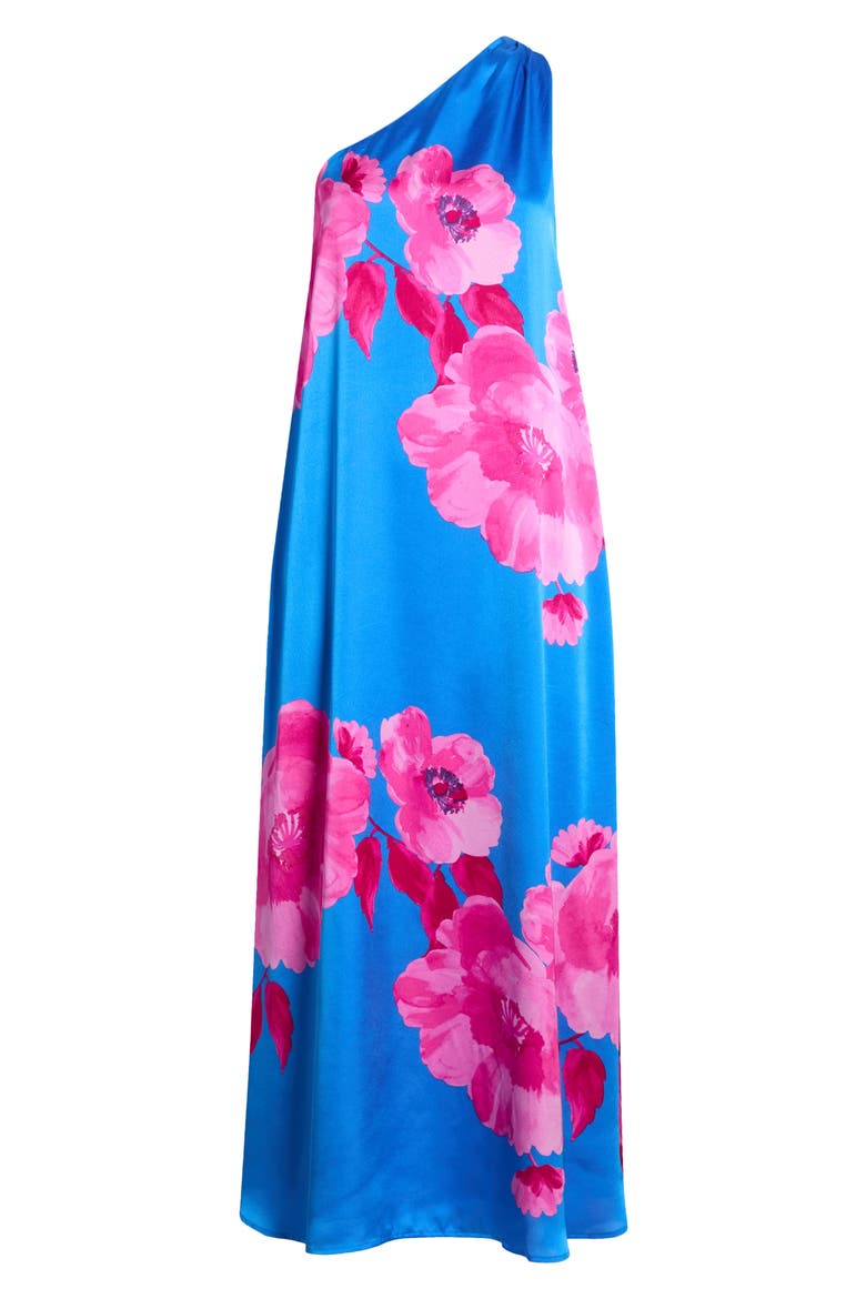 Glena Floral One-Shoulder Maxi Dress, Alternate, color, BLUE-PINK-COMBO