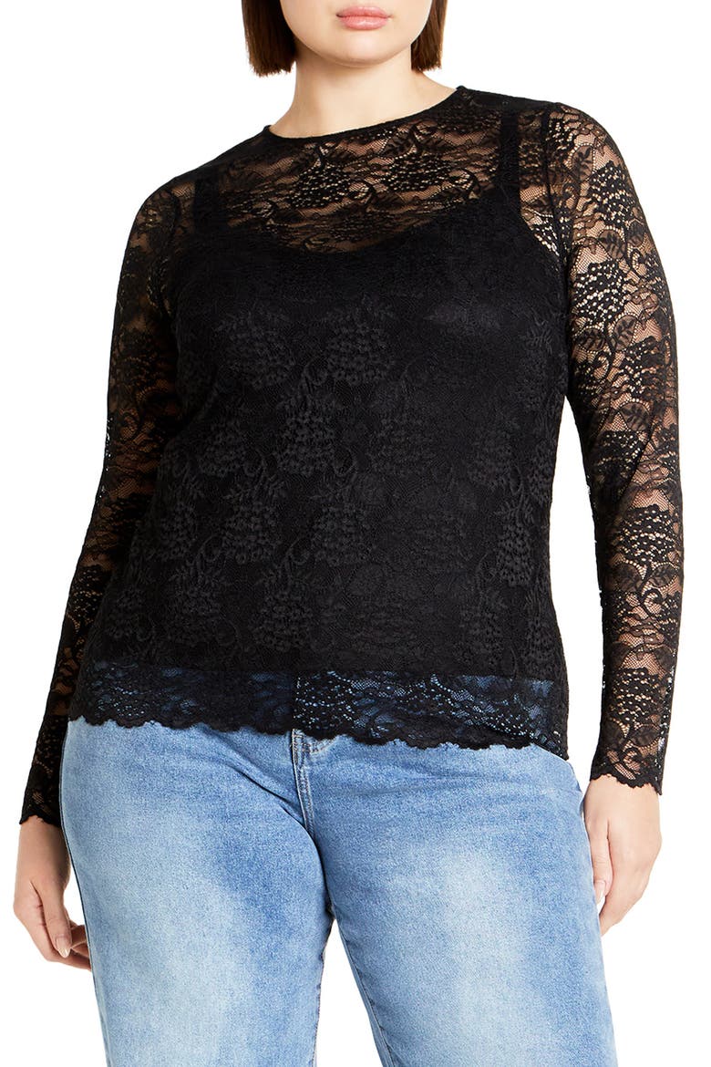 Selena Lace Top, Main, color, BLACK