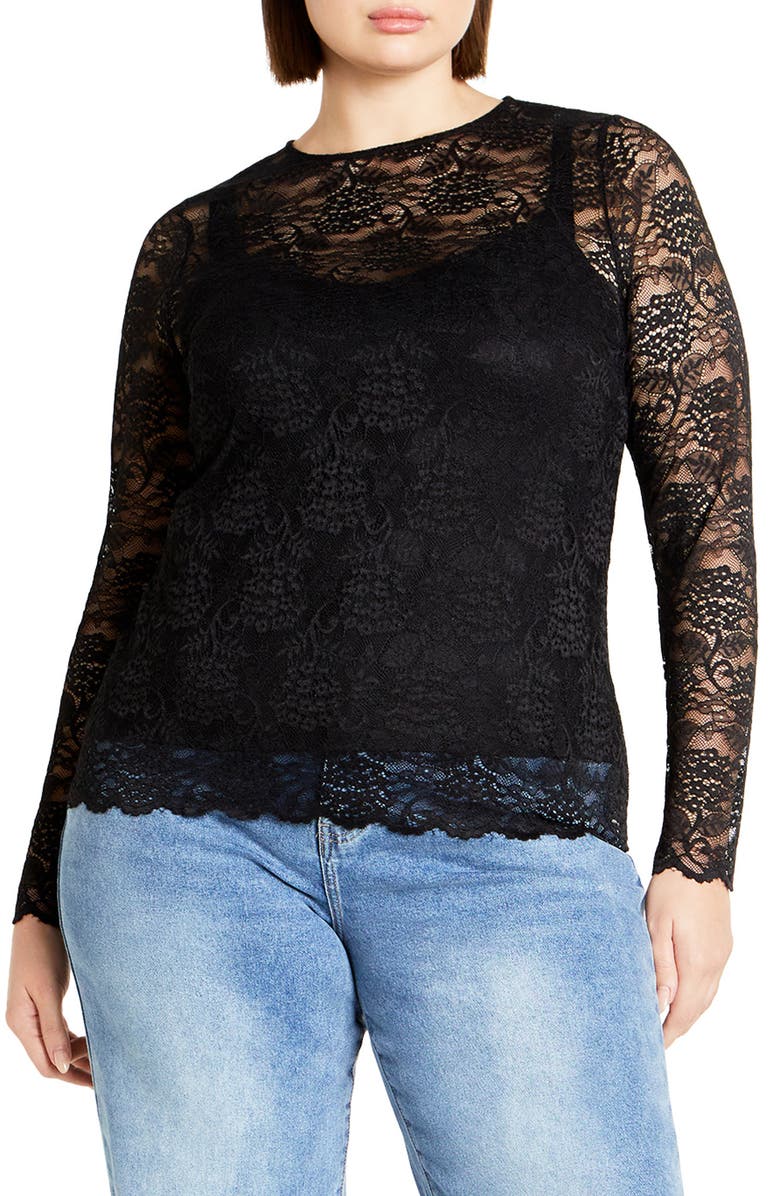 City Chic Selena Lace Top, Main, color,