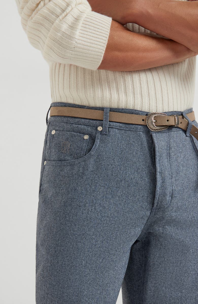 Brunello Cucinelli Flannel trousers, Alternate, color, Denim