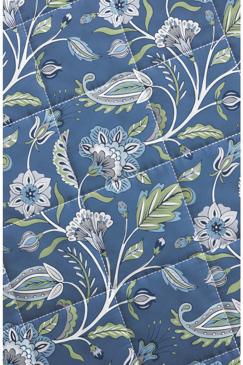 Boho Block Print Floral Cotton Quilt & Sham Set, Alternate, color, REGAL GARDEN - BLUE