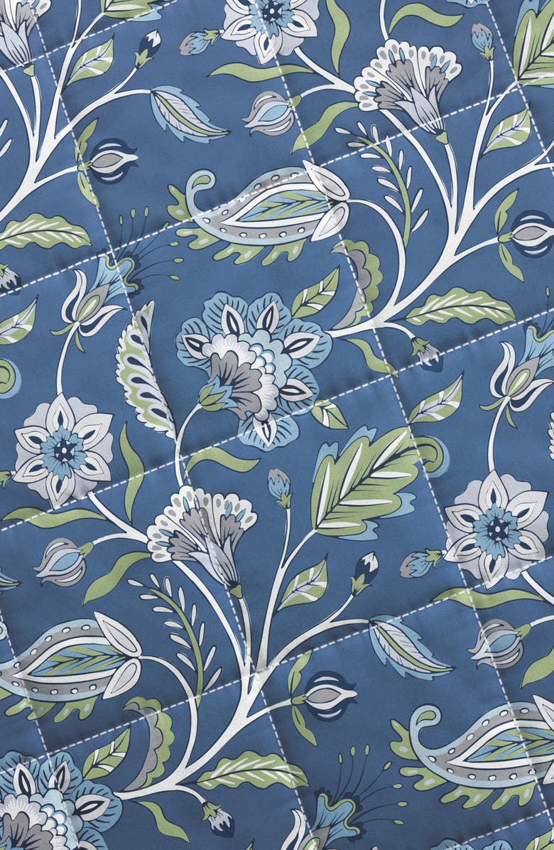 Woven & Weft Boho Block Print Floral Cotton Quilt & Sham Set, Alternate, color, Regal Garden - Blue