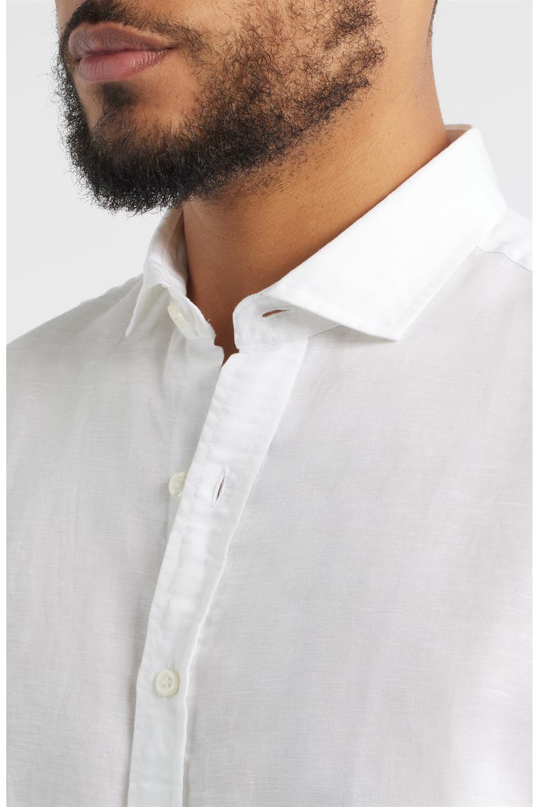 McCarthy Solid Linen Blend Button-Up Shirt, Alternate, color, WHITE