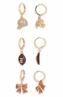 Gameday Set of 3 Huggie Hoop Earrings