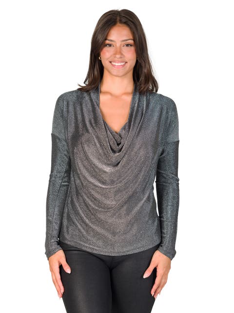 Elevate Womens Cowl Neck Long Sleeve Top