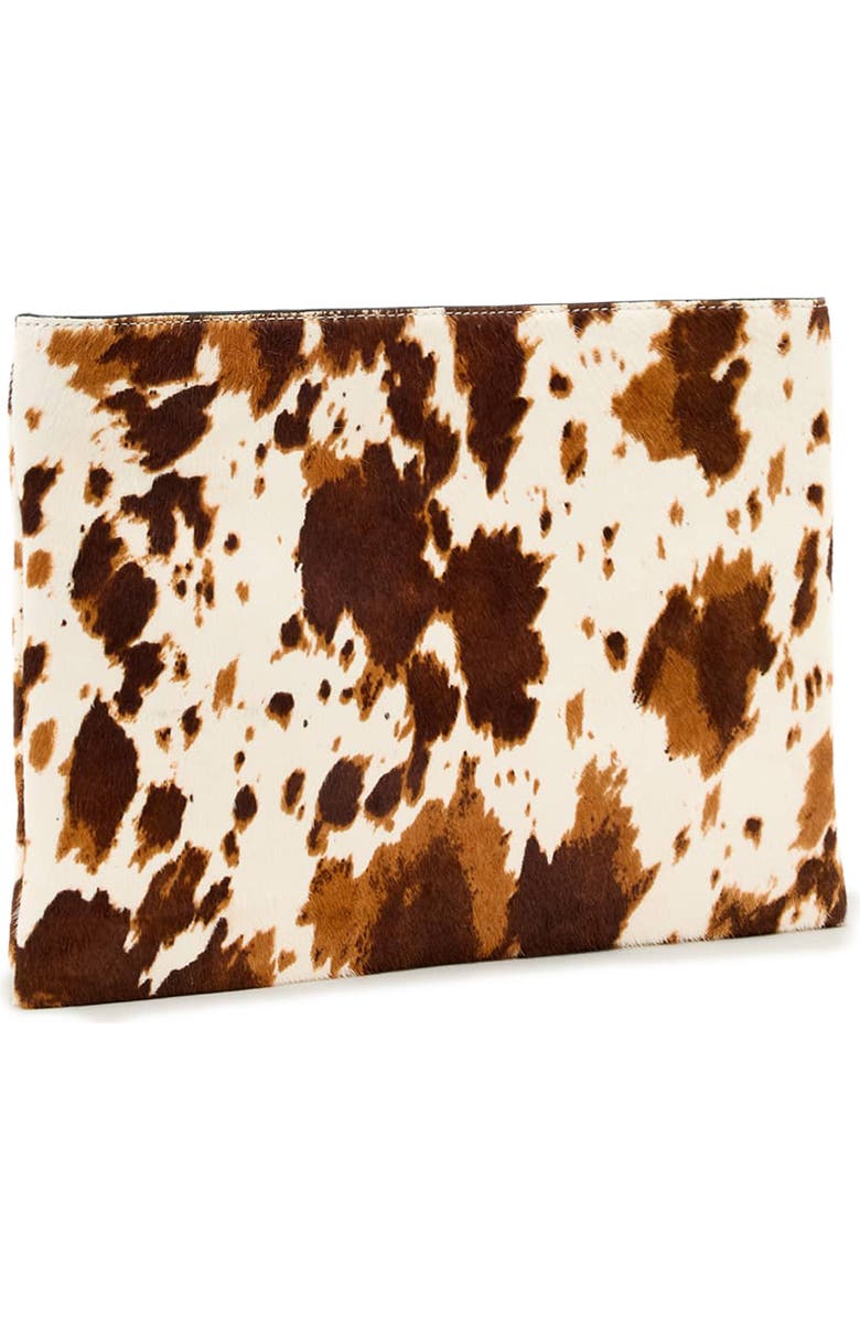 AllSaints Bettina Genuine Calf Hair Clutch, Alternate, color, Cow Print