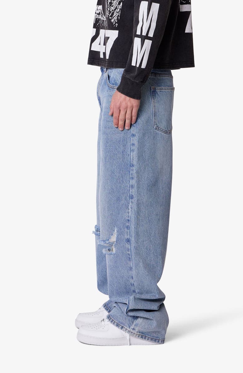 mnml Blowout Baggy Ripped Wide Leg Jeans, Alternate, color, 