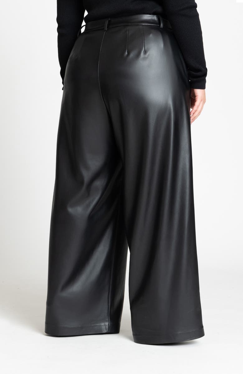 ELOQUII Wide Leg Faux Leather Pants, Alternate, color,