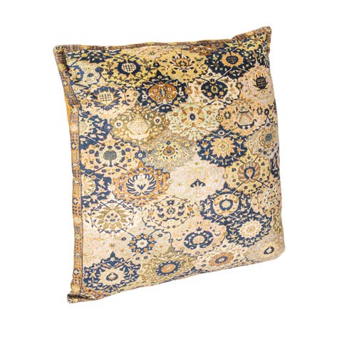 Cotton Velvet Square Design Pillow, Multicolor