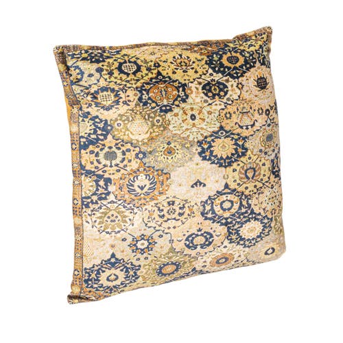 Storied Home Cotton Velvet Square Design Pillow, Multicolor