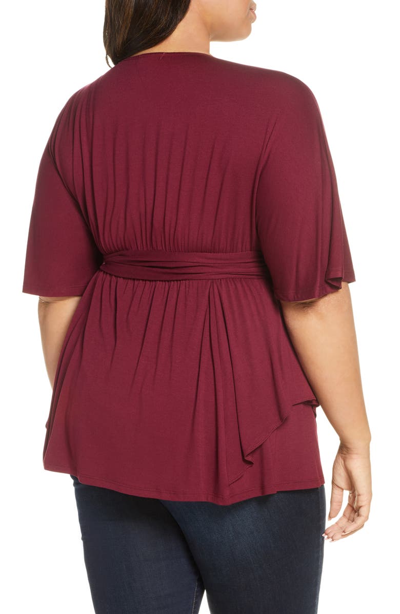 Kiyonna Promenade Top, Alternate, color, Burgundy