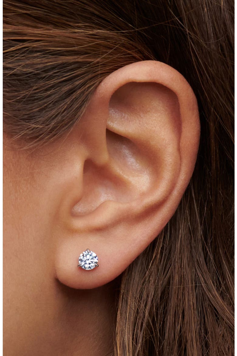 Round Brilliant Cut Diamond & Platinum Stud Earrings - 1.20ct., Alternate, color, WHITE 1.2 CTW