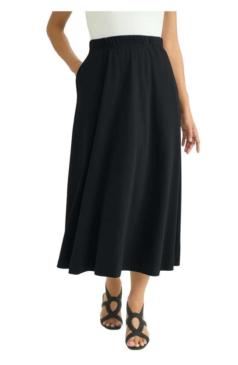 Jessica London Soft Ease Midi Skirt, Main, color, Black