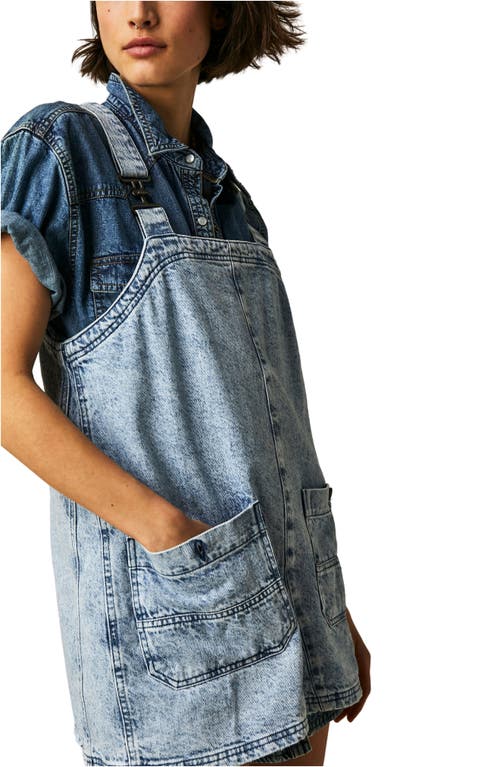 Free People Denim Overall Minidress In Gray