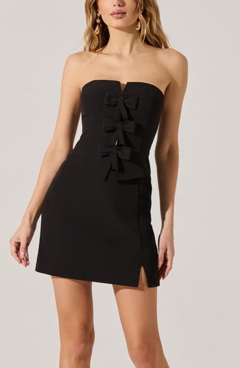 Bow Detail Strapless Sheath Dress
