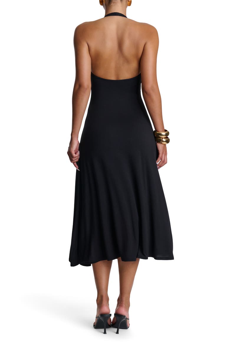 Halter Midi Dress, Alternate, color, BLACK