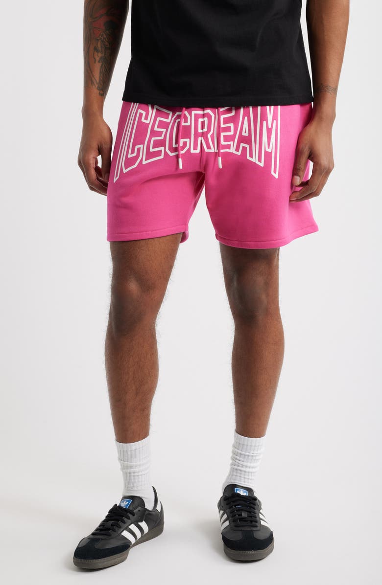 ICECREAM Shot Cotton French Terry Sweat Shorts, Main, color, Beetroot Purple