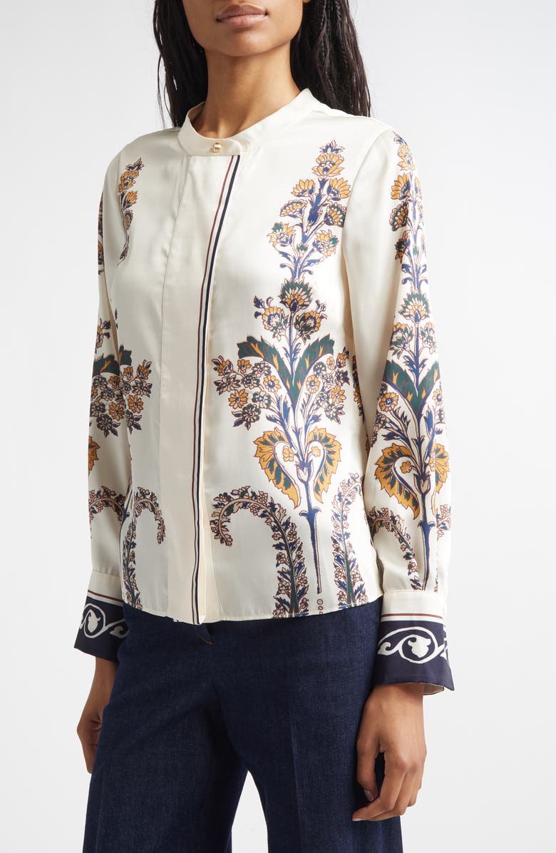 Veronica Beard Hoku Floral Stripe Top, Alternate, color, Ecru Multi