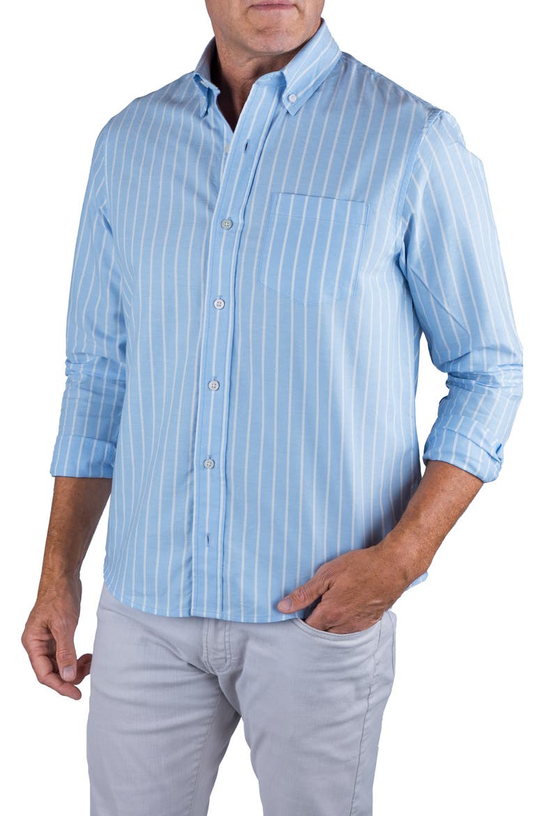 Classic Fit Cotton Oxford Button-Down Shirt, Main, color, BLUE STRIPE
